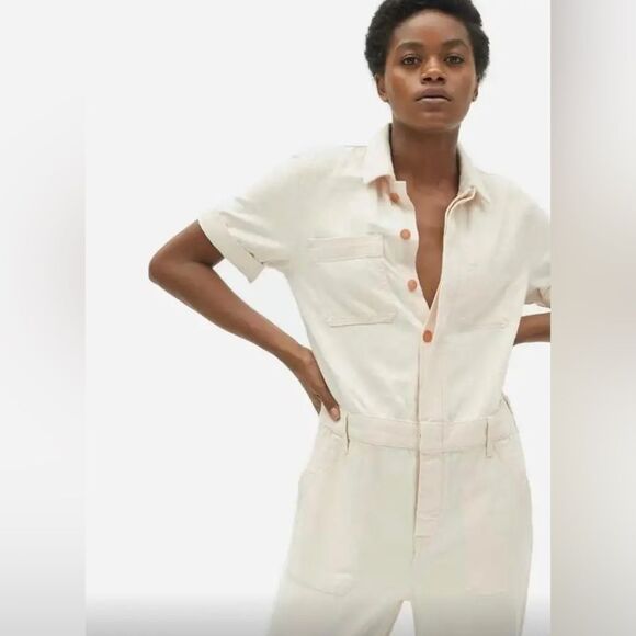 EVERLANE 🤍 Short Sleeve Coveralls (Off-white) Size 0 - Picture 2 of 6